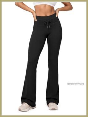 High Waist Drawstring Flared Bootcut Yoga Pants 4-Way Stretch Workout
